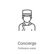 concierge icon vector from profession avatar collection. Thin line concierge outline icon vector illustration. Linear symbol for use on web and mobile apps, logo, print media
