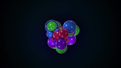 Poster - Bunch of colorful chaotic spheres. Computer generated abstract form of large and small balls. 3d rendering modern background