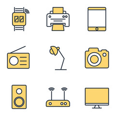 Aufkleber - Electronic Devices set icon template color editable. Personal Computer, Smartphoneand more symbol vector sign isolated on white background icons vector illustration for graphic and web design.