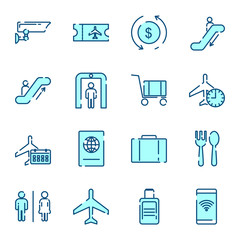 Aufkleber - Airport set icon template color editable. Airport travel pack symbol vector sign isolated on white background icons vector illustration for graphic and web design.