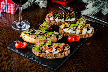 Wall Mural - restaurant bruschetta set