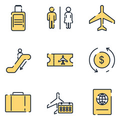 Aufkleber - Airport set icon template color editable. Airport travel pack symbol vector sign isolated on white background icons vector illustration for graphic and web design.