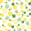 Pineapple mixed seamless pattern yellow and green background