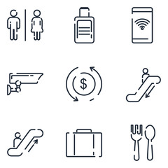 Poster - Airport set icon template color editable. Airport travel pack symbol vector sign isolated on white background icons vector illustration for graphic and web design.