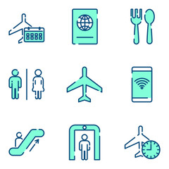 Leinwandbilder - Airport set icon template color editable. Airport travel pack symbol vector sign isolated on white background icons vector illustration for graphic and web design.