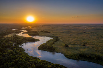 Wall Mural - sunrise over Dismal River in  Nebraska Sandhills