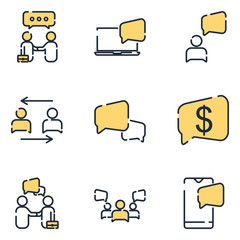 Poster - Business Communication set icon template color editable. Business People pack symbol vector sign isolated on white background icons vector illustration for graphic and web design.
