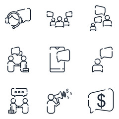 Leinwandbilder - Business Communication set icon template color editable. Business People pack symbol vector sign isolated on white background icons vector illustration for graphic and web design.