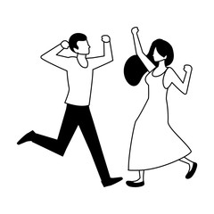 Wall Mural - couple of people dancing on white background