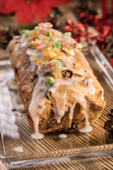 Wall Mural - Traditional Christmas cake with candied fruit, raisins and fruits.