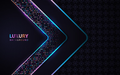 Fototapete - Luxury dark overlapping background a combination colorful glitters element decoration. Vector design template for use modern cover, celebration banner, advertising corporate, frame