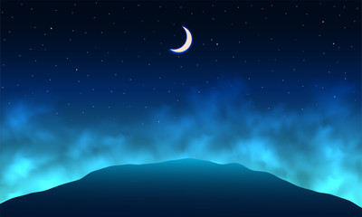 Wall Mural - night sky background. moon and star, cloud on night sky.
