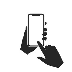 Poster - Hand holding smartphone, touch screen. Vector.