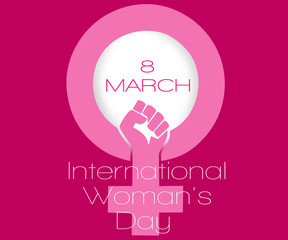 Wall Mural - Symbol of feminism on a pink background with the inscription international women’s day