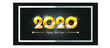 © aa - 2020, Happy New Year 2020, New Year Typographical Cretaive, Black background, black background isolated vector,  Banner, poster, numbers, cover, text, card, vector.