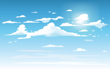 Wall Mural - vector blue sky clouds. anime clean style. background design