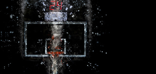 Wall Mural - Basketball hoop isolated on black background