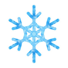Poster - Abstract design template with polygonal snowflake for decoration design. Vector decorative background. Winter symbol. Low poly banner with snowflake on white background for decorative design.
