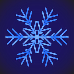 Poster - Abstract design template with polygonal snowflake for decoration design. Vector decorative background. Winter symbol. Low poly banner with snowflake on blue background for decorative design.