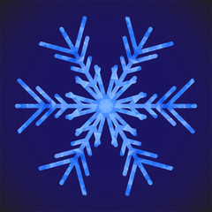 Poster - Abstract design template with polygonal snowflake for decoration design. Vector decorative background. Winter symbol. Low poly banner with snowflake on blue background for decorative design.