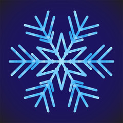 Poster - Abstract design template with polygonal snowflake for decoration design. Vector decorative background. Winter symbol. Low poly banner with snowflake on blue background for decorative design.