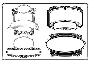 Wall Mural - vector black & white western themed sign design elements.