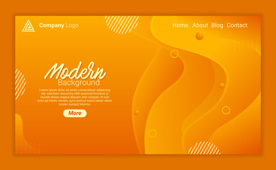 Modern Abstract Landing Page Background with wavy Orange Gradation