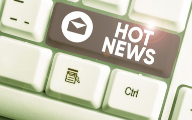 Text sign showing Hot News. Business photo showcasing subject that experiences surge in popularity on social media