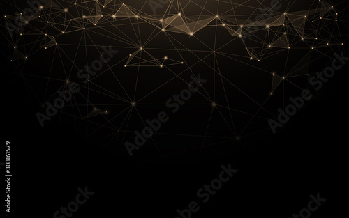 Abstract futuristic molecules connection technology digital hi tech on dark b...