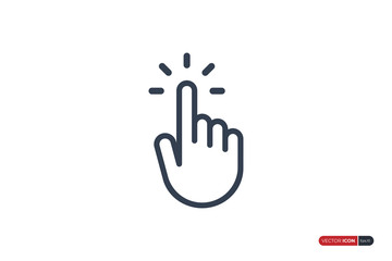 Poster - Click Icon.  Clicking Finger Hand Pointer isolated on white background. Flat Vector Icon Design Template Element