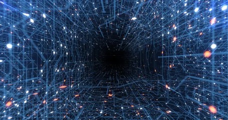 Poster - 4K seamless loop of print circuit technology cyber and futuristic concept. Circuit Board with moving electrons. CPU processing Data. Futuristic HUD technology Screen Data animation. 3D render