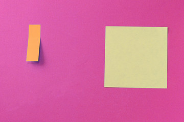 Wall Mural - Sticker notes on a bright pink background. Top view, copy space. Business concept, horizontal mock-up