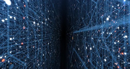 Poster - 4K seamless loop of print circuit technology cyber and futuristic concept. Circuit Board with moving electrons. CPU processing Data. Futuristic HUD technology Screen Data animation. 3D render