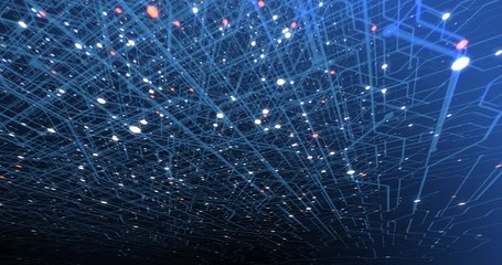 Poster - 4k seamless loop of print circuit technology cyber and futuristic concept. circuit board with moving
