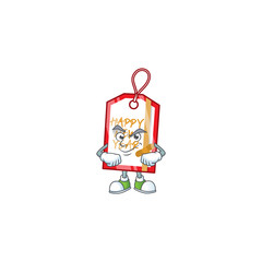 Sticker - Happy new year tag mascot cartoon style with Smirking face