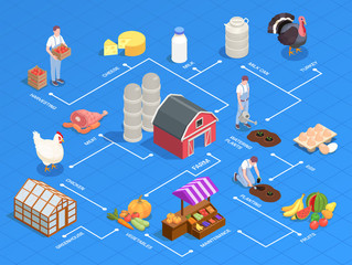 Canvas Print - Local Farm Isometric Flowchart