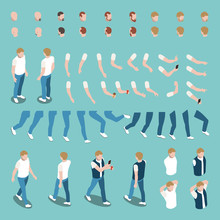 Isometric Male Character Constructor Set
