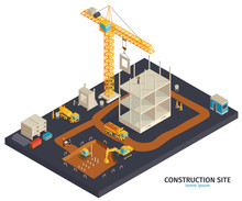 Construction Site Isometric Composition