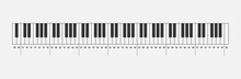 Music Notes Piano Keyboard 88 Keys Isolated On White Background. Solfeggio. 