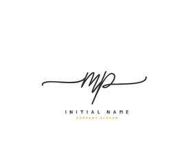 Wall Mural - M P MP Beauty vector initial logo, handwriting logo of initial signature, wedding, fashion, jewerly, boutique, floral and botanical with creative template for any company or business.