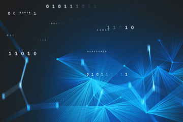 Poster - Abstract blue digital network interface