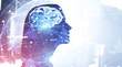 © ImageFlow - Woman with AI brain in city