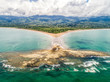Aerial view National Park Punta Uvita Beautiful beach tropical forest pacific coast Costa Rica shape whale tail