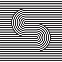 Poster - s logo. s monogram consist of black and white strips. optical illusion. network, web, ui icon.