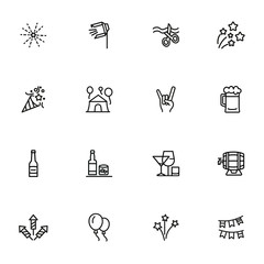 Poster - Party line icon set. Firework, big opening, cracker. Celebration concept. Can be used for topics like holiday, fun, alcohol
