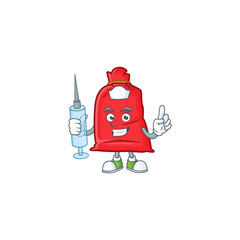 Wall Mural - Cute Nurse santa bag close character cartoon style with syringe