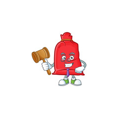 Sticker - Smart judge santa bag close presented in cartoon character style