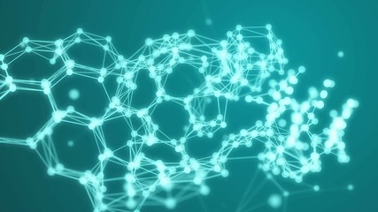 Poster - abstract blue geometrical background with moving lines and dots. looping cg animation bog data