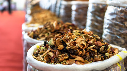 Poster - dried and sliced fruits in sacks