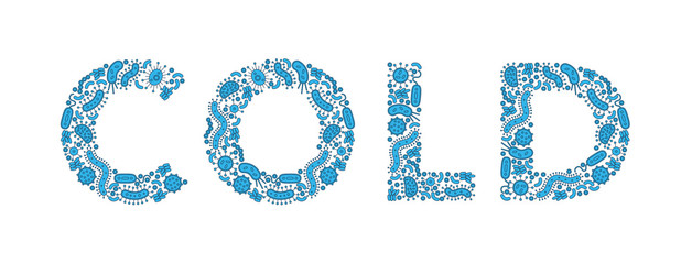 Wall Mural - blue germs / bacteria spelling the word COLD - Vector illustration